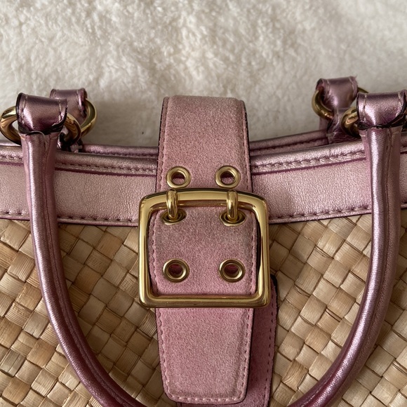 COACH - vtg. Pink straw hand bag, vintage - Picture 4 of 11